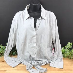 Vince Camuto Matte Satin Tie-Front Shirt